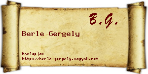 Berle Gergely névjegykártya